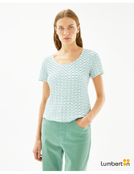 Camiseta tejido fantasía jacquard bicolor verdeCT310