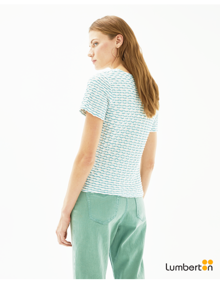Camiseta tejido fantasía jacquard bicolor verdeCT310