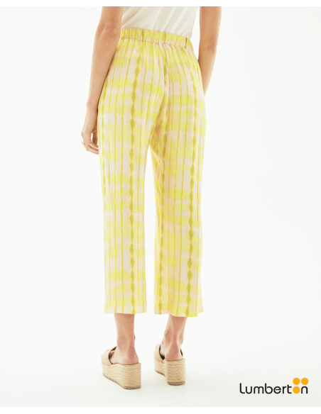 Pantalón cinturilla engomada estampado bambú AmarilloPA315