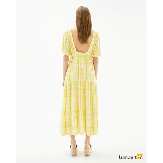 Vestido midi estampado fluor manga...