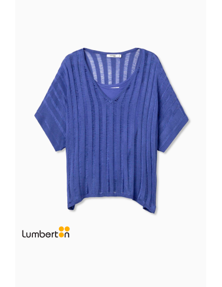 Jersey punto azul cobalto c/ pico BOCCADA