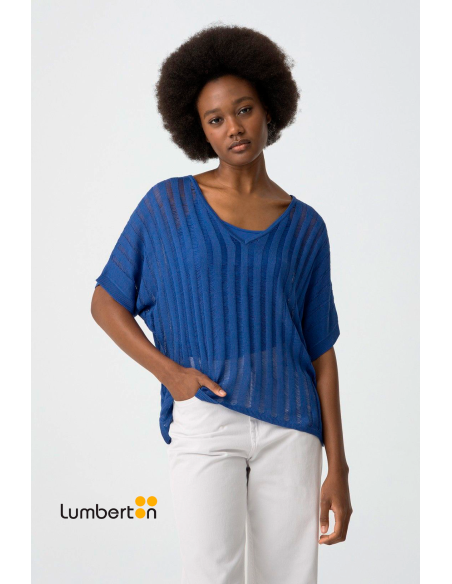 Jersey punto azul cobalto c/ pico BOCCADA