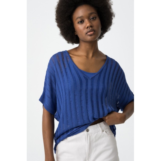 Jersey punto azul cobalto c/ pico... Jersey punto azul cobalto c/ pico...