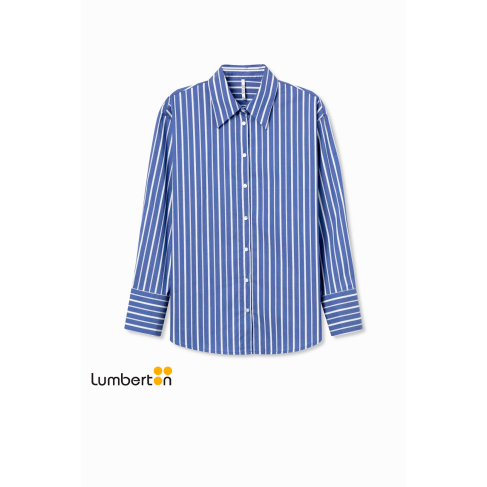 Camisa azul rayas blancas...
