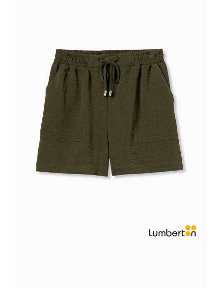 Shorts color verde kaki + con gom + bolsillos grandes BALI