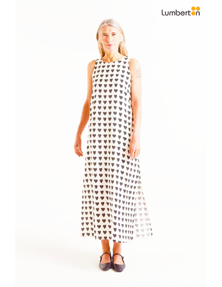 Vestido  largo estampado de corazones11013