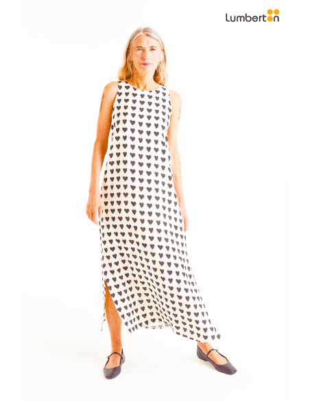 Vestido  largo estampado de corazones11013