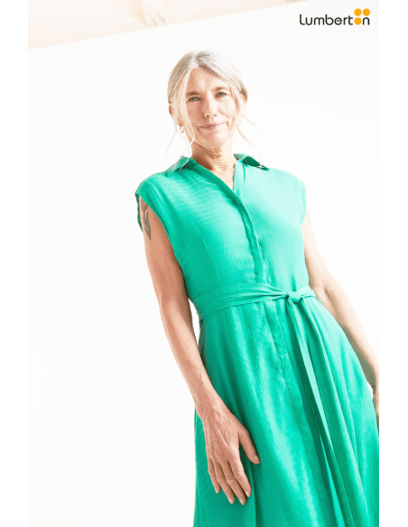 Vestido largo fluido verde11053