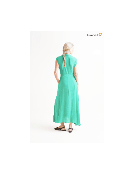 Vestido largo fluido verde11053