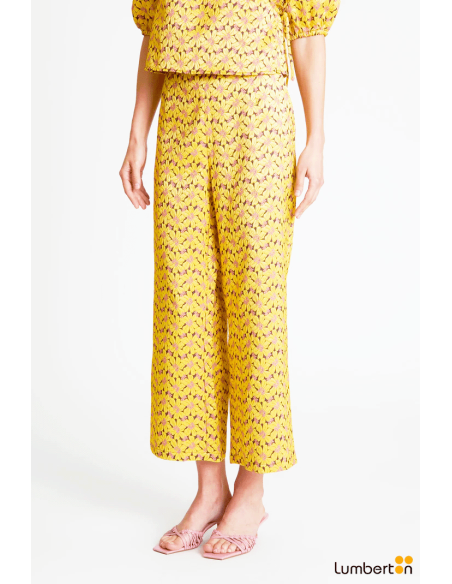Pantalón largo estampado floral amarillo11301