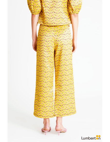 Pantalón largo estampado floral amarillo11301