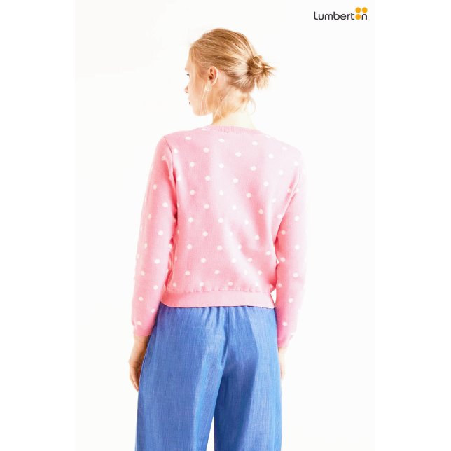 Cárdigan de lunares rosa10214