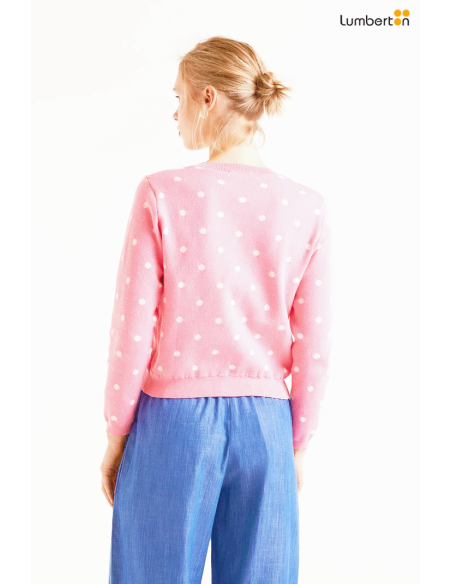 Cárdigan de lunares rosa10214