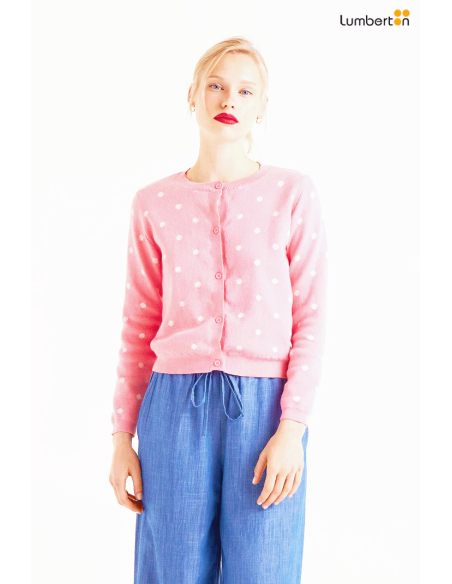 Cárdigan de lunares rosa10214