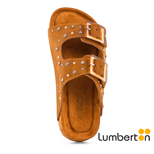 Sandalia marrón con detalle de... Sandalia marrón con detalle de...