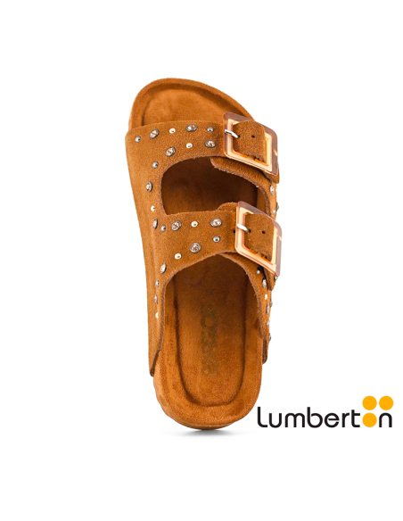 Sandalia marrón con detalle de lentejuela con hebilla BIO304