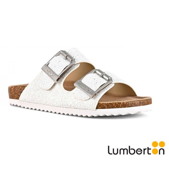 Sandalia blanca con detalle brillante...