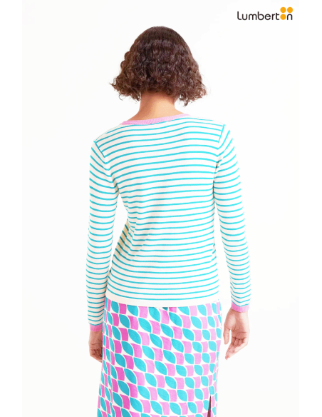 Jersey cuello pico rayas Verde10401