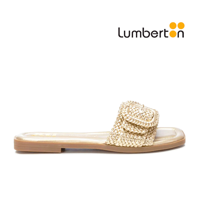 Sandalia Dorada Plana con Detalle...