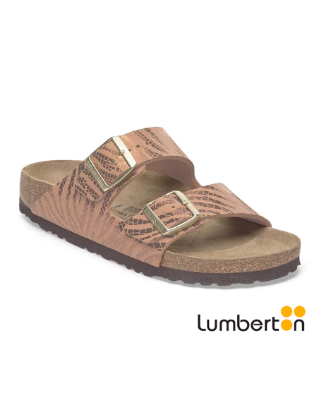 Sandalia marrón con detalle animal print ARIZONAM