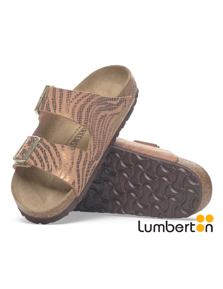 Sandalia marrón con detalle animal print ARIZONAM