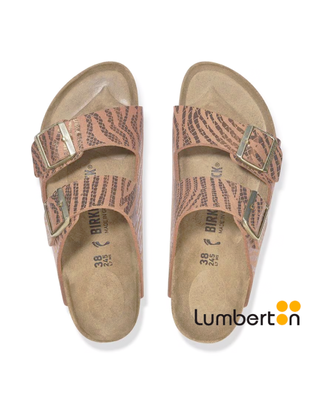 Sandalia marrón con detalle animal print ARIZONAM