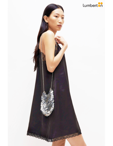 Bolso mini shopper lentejuelas plateado