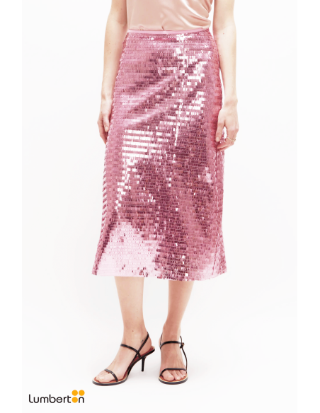 Falda midi lentejuelas rosa11291