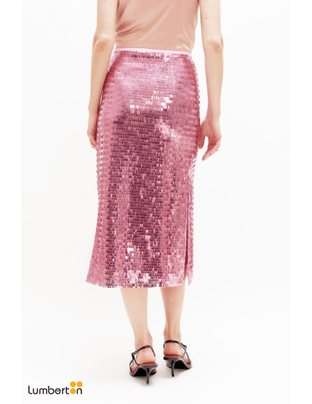 Falda midi lentejuelas rosa11291