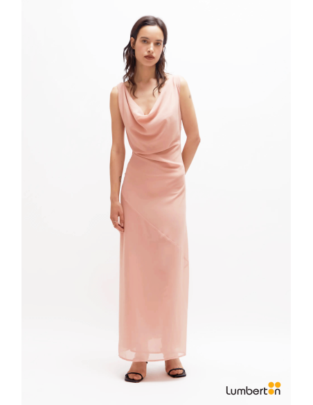 Vestido largo de tirantes rosa12209