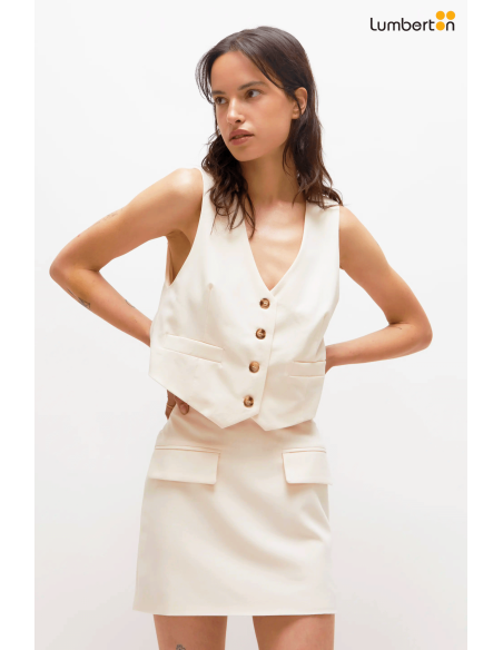 Chaleco corto de traje blanco11217