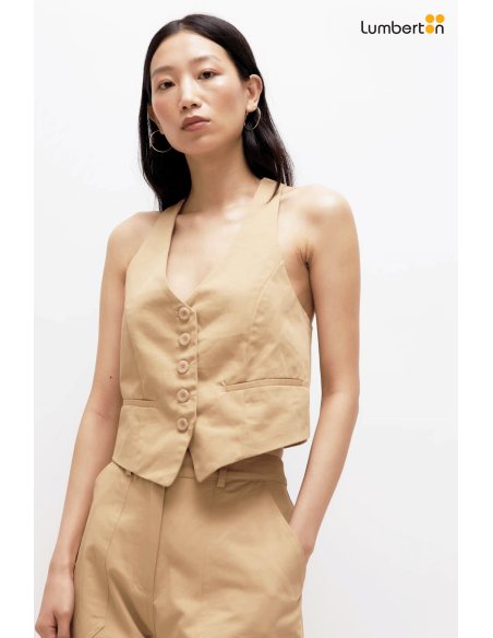 Chaleco corto espalnda cruzada camel11221