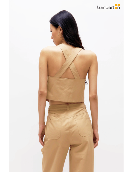 Chaleco corto espalnda cruzada camel11221