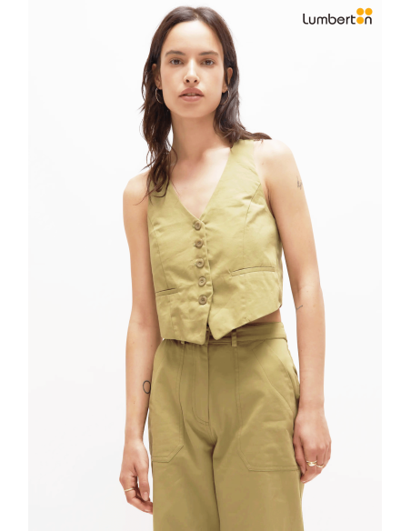 Chaleco corto espalda cruzada verde11268