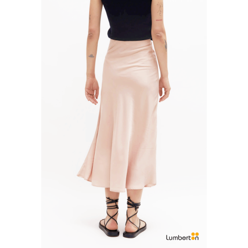 Falda midi satinada rosa11256 2
