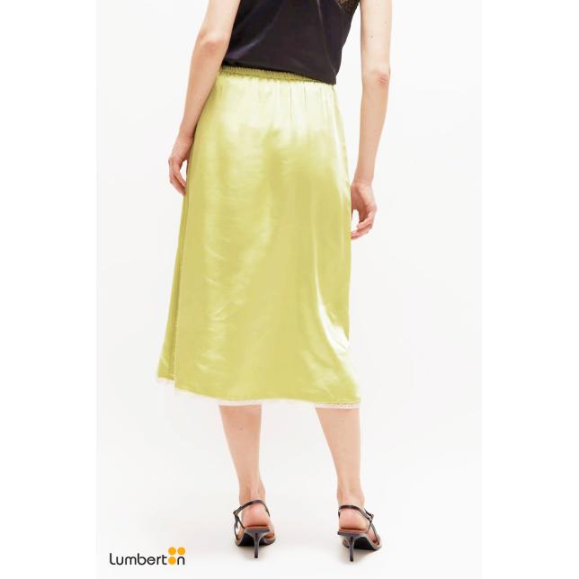 Falda midi satinada encaje verde11286 Falda midi satinada encaje verde11286