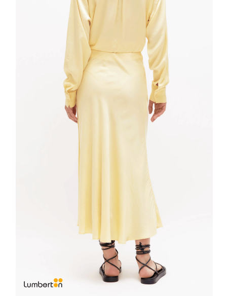 Falda midi satinada amarilla11257