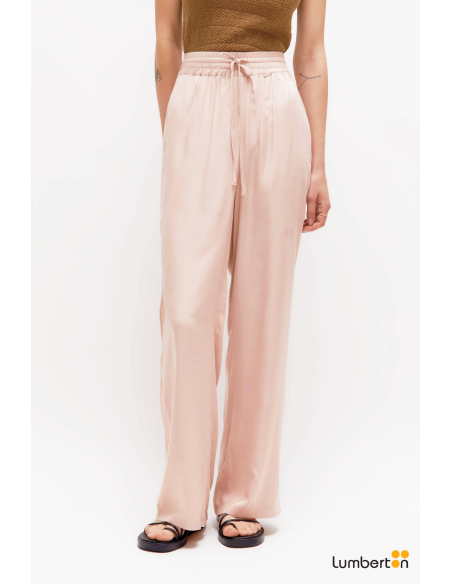 Pantalón fluido satinado rosa11219