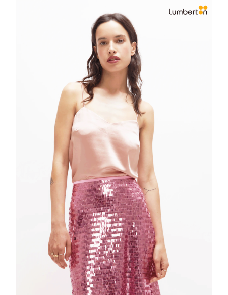 Top de tirantes satinado rosa11296