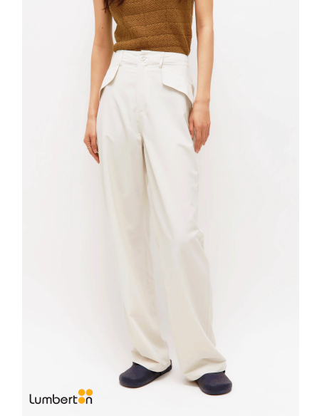 Paltalón recto traje blanco11204