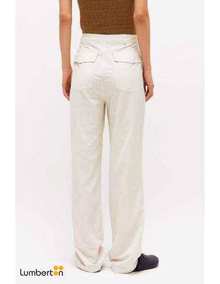 Paltalón recto traje blanco11204