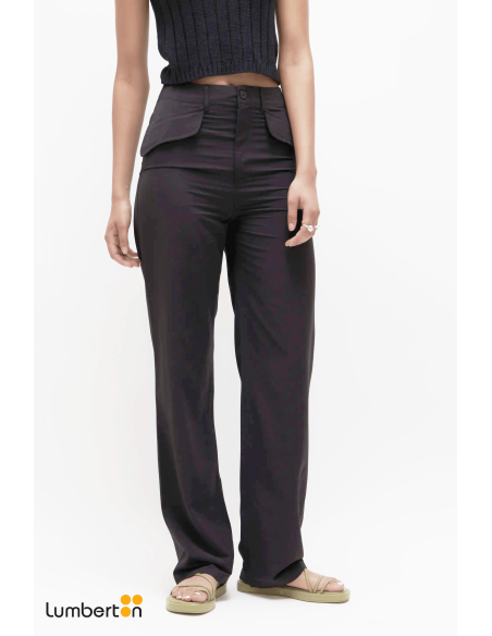 Pantalón recto traje negro11205