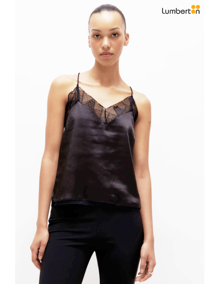 Top lencero satinado negro11245