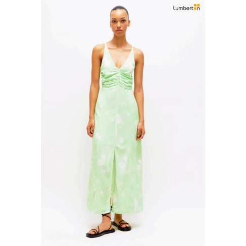 Vestido largo floral Matcha...