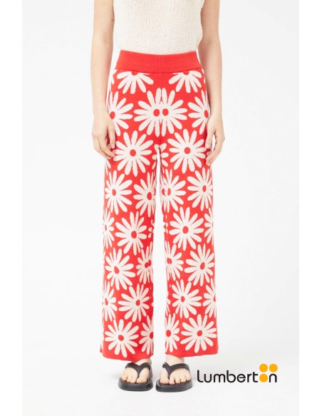 Pantalón punto estampado de margaritas 10316
