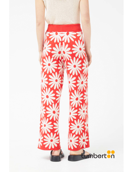 Pantalón punto estampado de margaritas 10316