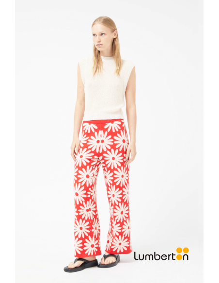 Pantalón punto estampado de margaritas 10316