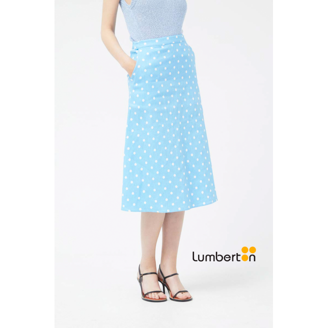 Falda midi vaquera lunares azul 11021