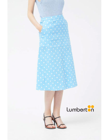 Falda midi vaquera lunares azul 11021