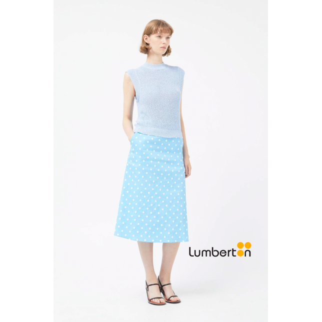 Falda midi vaquera lunares azul 11021
